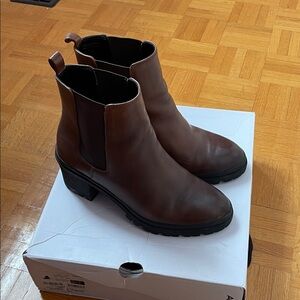 Aldo Women's Brown Leather Chelsea Booties